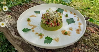 Guacamole de petits pois et tartare de légumes#coursdecuisine#legumesdesaison#printemps#